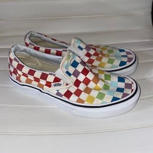 Rainbow Checkered Vans size 6.5